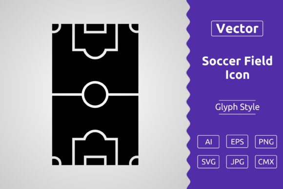 Vector Soccer Field Glyph Icon – Sports Graphics & Icons